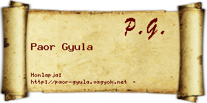 Paor Gyula névjegykártya